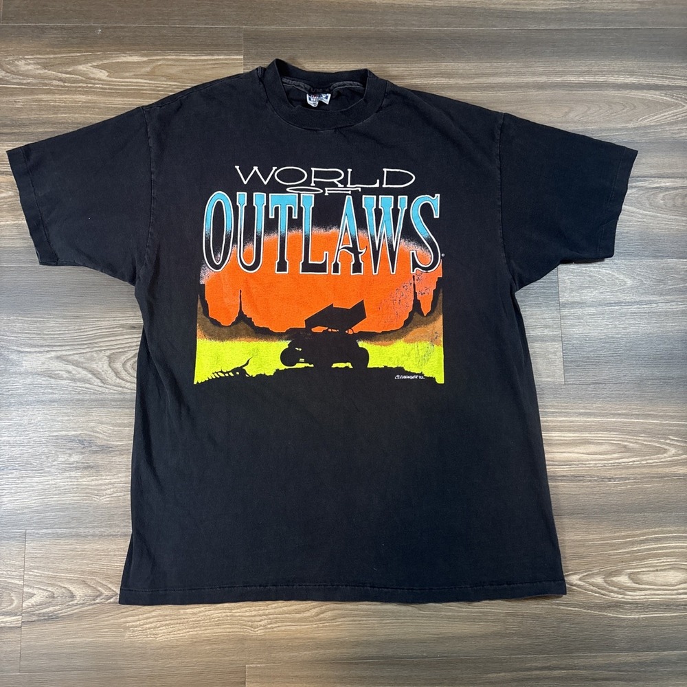 Vintage‎ 1992 World Of Outlaws Racing Graphic T Shirt Single Stitched Size XL